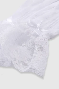 BABEYOND Gloves<9.45" Ruffled Lace Mesh Gloves