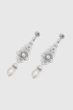 BABEYOND Earrings | Vintage<1920s Art Deco Crystal Floral Pearl Earrings
