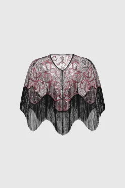 BABEYOND Shawls & Scarves | Vintage<1920s Beaded Sequin Flapper Shawl