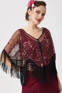 BABEYOND Shawls & Scarves | Vintage<1920s Beaded Sequin Flapper Shawl