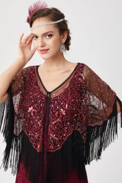 BABEYOND Shawls & Scarves | Vintage<1920s Beaded Sequin Flapper Shawl