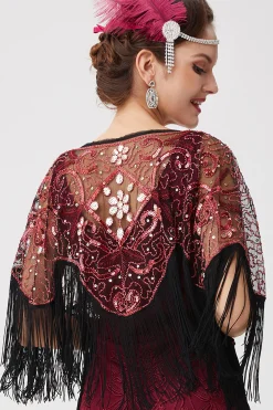 BABEYOND Shawls & Scarves | Vintage<1920s Beaded Sequin Flapper Shawl
