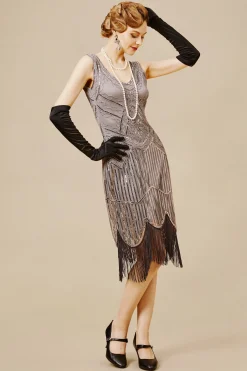 BABEYOND Flapper Dresses | Fringe<1920s Beaded Sequin Fringe Prom Party Dress