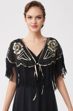 BABEYOND Shawls & Scarves | Vintage<1920s Beaded Sequin Gatsby Shawl
