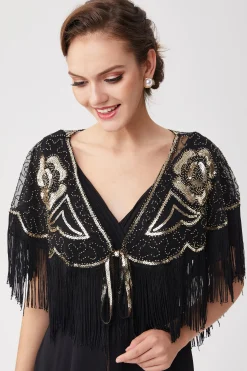 BABEYOND Shawls & Scarves | Vintage<1920s Beaded Sequin Gatsby Shawl