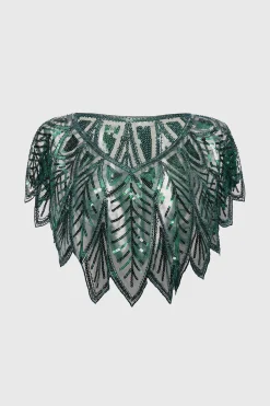 BABEYOND Shawls & Scarves | Vintage<1920s Beaded Sequin Leaf Shawl