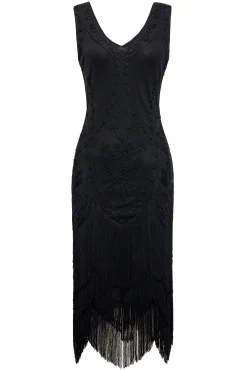 BABEYOND Fringe | Sequin<1920s Embroidery Retro Midi Flapper Dress