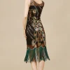 BABEYOND Flapper Dresses | Fringe<1920s Glitter Sequin Peacock Scoop Neck Dress