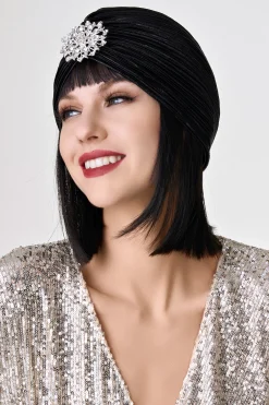 BABEYOND Hats<1920s Rhinestone Turban Hat
