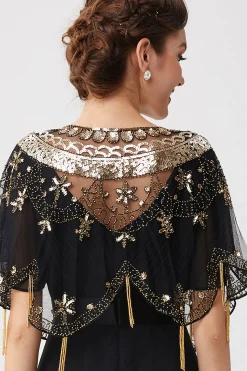 BABEYOND Shawls & Scarves | Vintage<1920s Sequin Beaded Evening Shawl