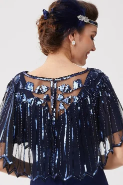 BABEYOND Shawls & Scarves | Vintage<1920s Sequin Gatsby Evening Shawl