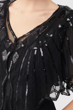 BABEYOND Shawls & Scarves | Vintage<1920s Sequin Gatsby Evening Shawl