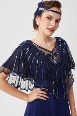 BABEYOND Shawls & Scarves | Vintage<1920s Sequin Gatsby Evening Shawl