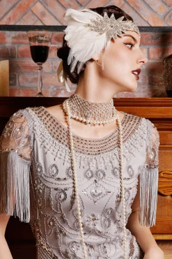 BABEYOND Feather | Feather<1920s Sparkle Crystal Leaf Feather Headband