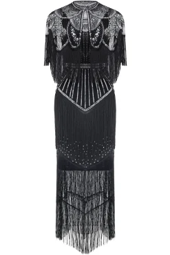 BABEYOND Evening Dresses | Fringe<1920s Strap V Neck Sequin Dress With Shawl