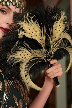 BABEYOND Fans | Vintage<1920s Vintage Rhinestone Feather Fan