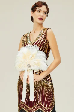 BABEYOND Fans | Vintage<1920s Vintage Rhinestone Feather Fan