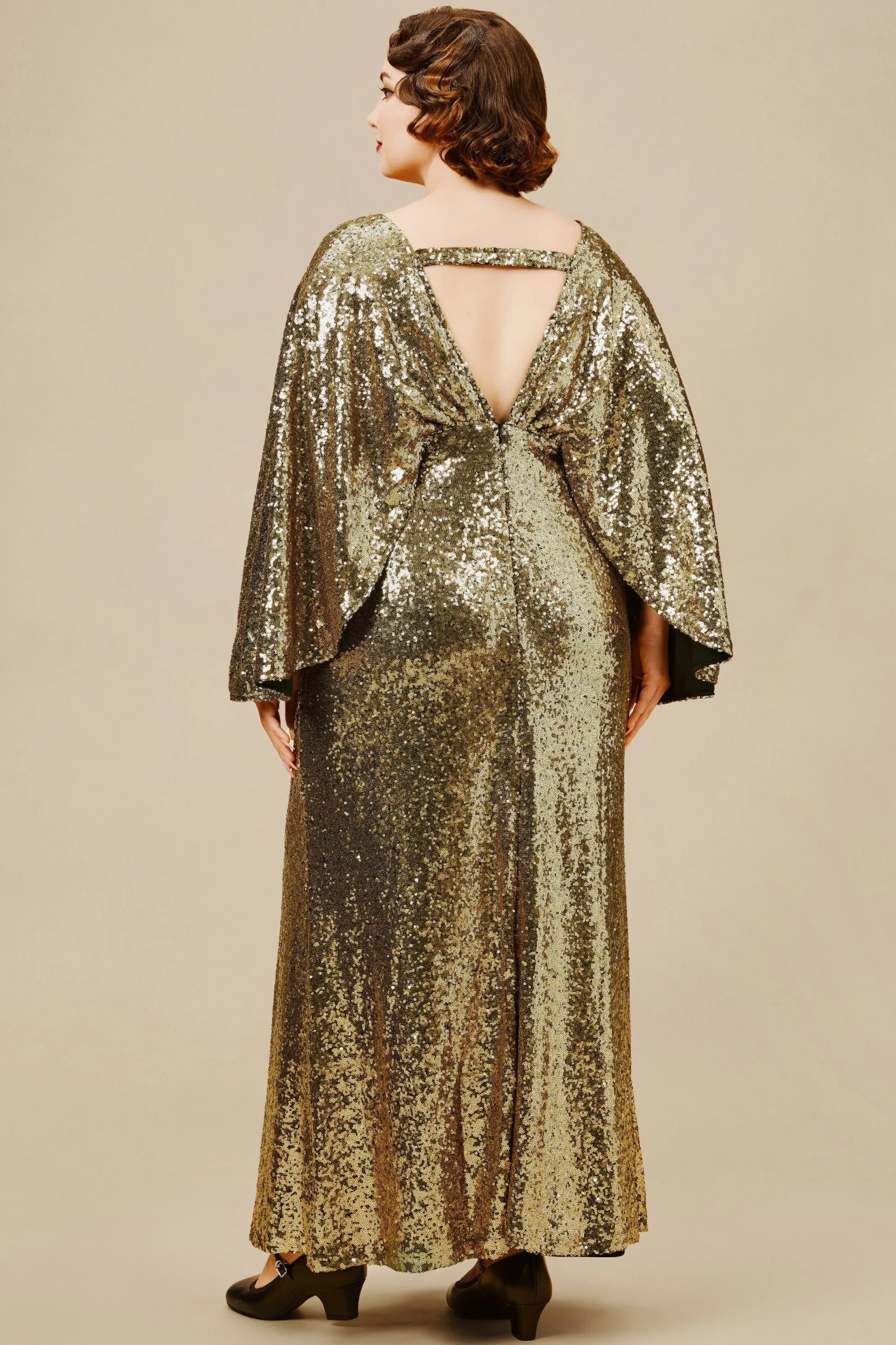 BABEYOND Plus Size<Scoop Neck Sheer Angel Sleeve Plus Size Dress