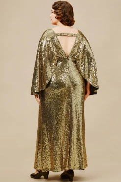 BABEYOND Evening Dresses | Sequin<Scoop Neck Sheer Angel Sleeve Maxi Dress