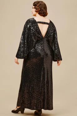 BABEYOND Plus Size<Scoop Neck Sheer Angel Sleeve Plus Size Dress