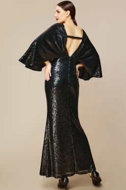 BABEYOND Evening Dresses | Sequin<Scoop Neck Sheer Angel Sleeve Maxi Dress
