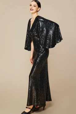 BABEYOND Evening Dresses | Sequin<Scoop Neck Sheer Angel Sleeve Maxi Dress