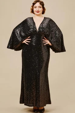 BABEYOND Evening Dresses | Sequin<Scoop Neck Sheer Angel Sleeve Maxi Dress