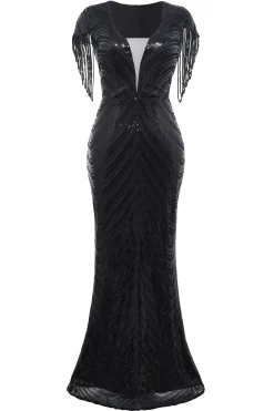 BABEYOND Bead | Ceremony<Sheer Scoop Neck Iridescent Sequin Dress