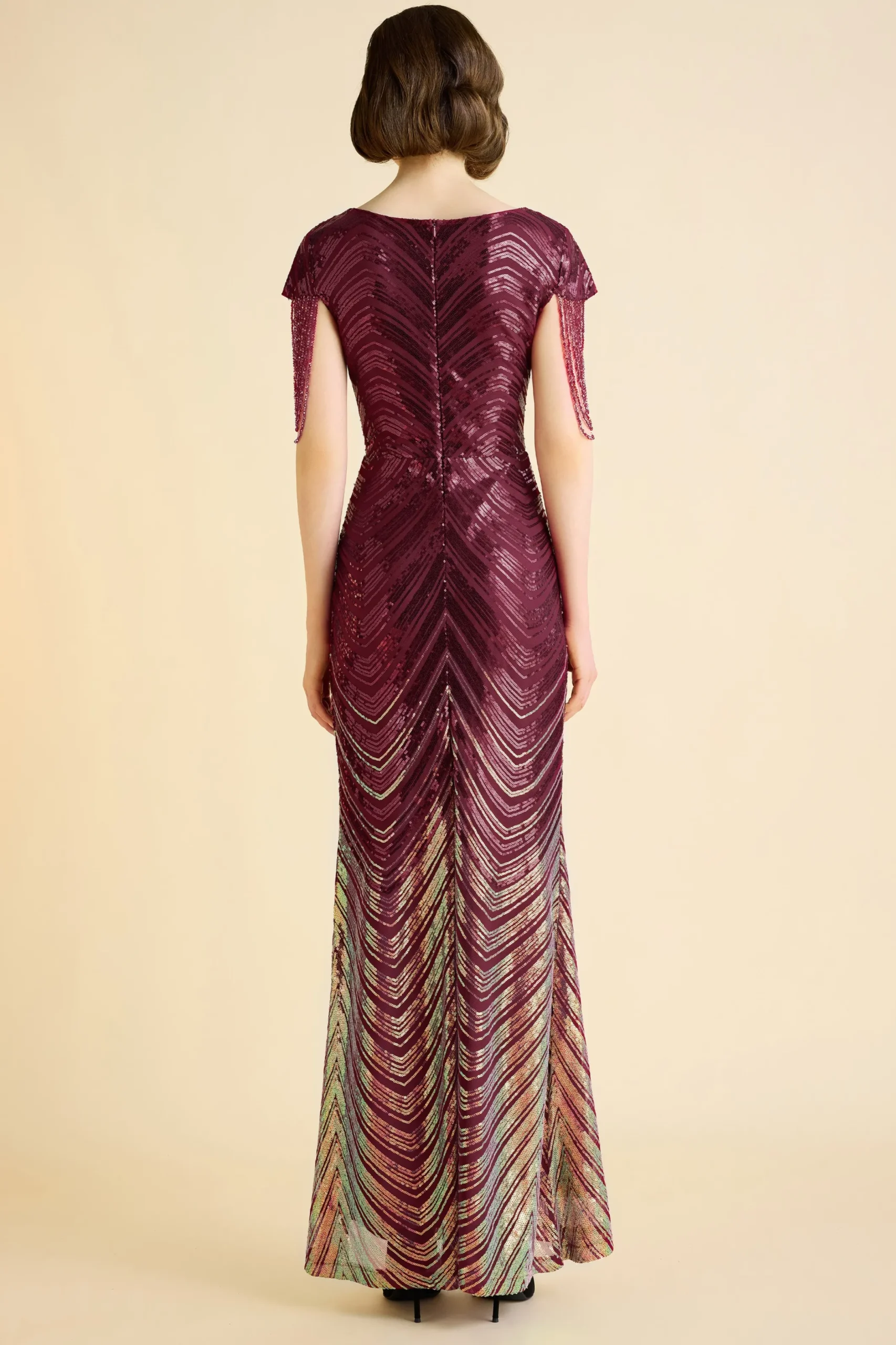BABEYOND Bead | Ceremony<Sheer Scoop Neck Iridescent Sequin Dress