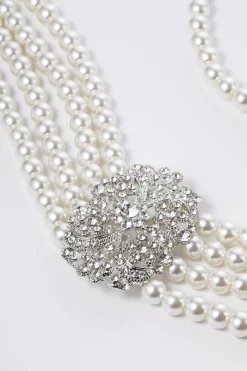 BABEYOND Necklaces | Vintage<Shiny Layered Pearl Rhinestone Necklace Set