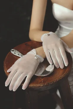 BABEYOND Gloves<Short Pearl Mesh Tulle Gloves