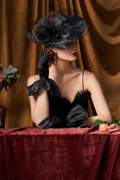 BABEYOND Gloves<Short Ruffle Satin Lace Gloves