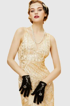 BABEYOND Gloves | Lady<Short Satin Crystal Beads Gloves