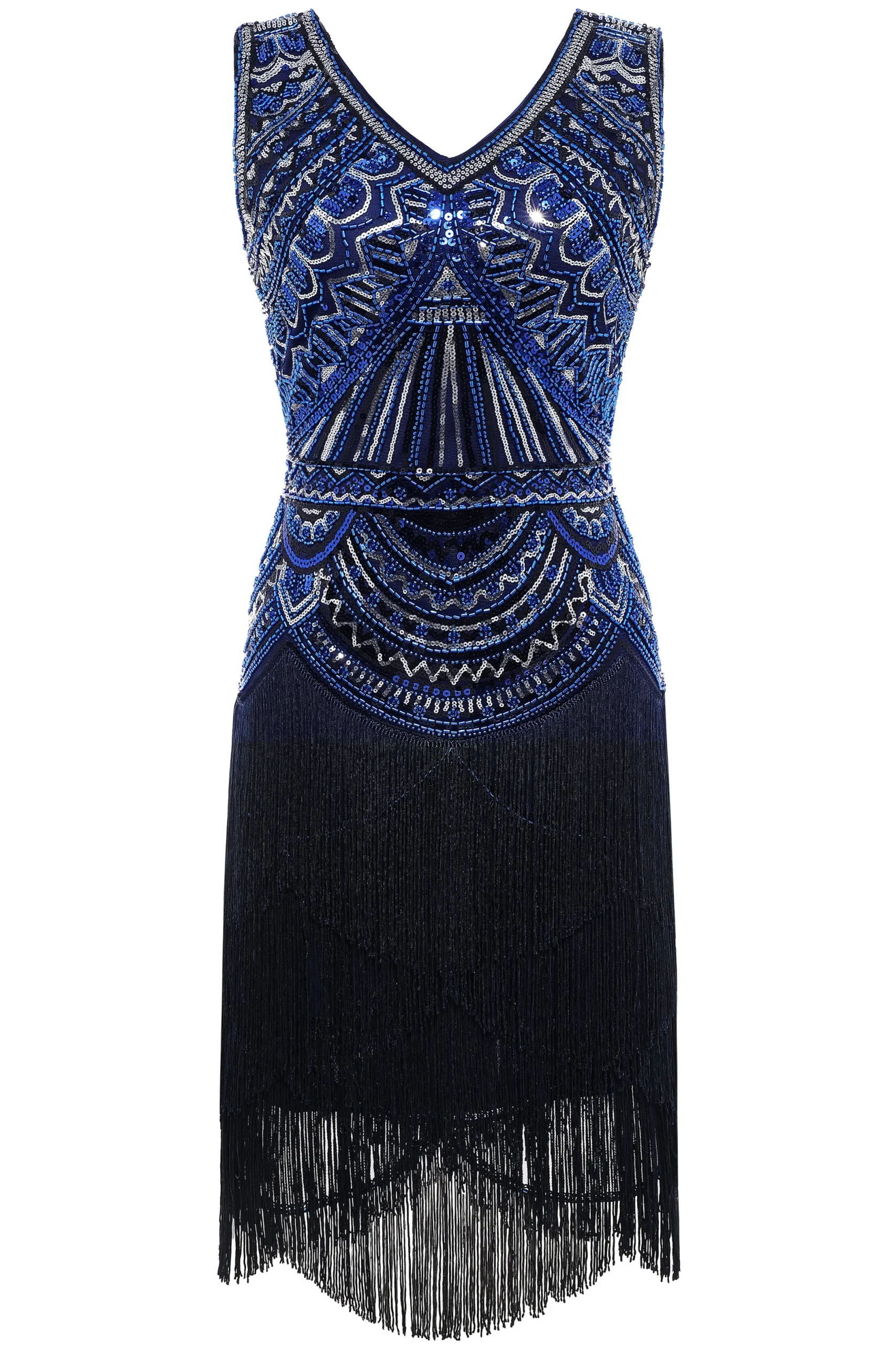 BABEYOND Flapper Dresses | Fringe<Sophisticated V-neck Sequin Fringe Dress