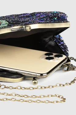 BABEYOND Handbags<Sparkly Beaded Peacock Clutch Purse