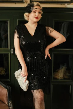 BABEYOND Plus Size<Sparkly Sequin Bodycon Flapper Plus Size Dress