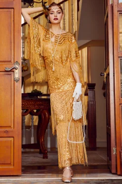 BABEYOND Evening Dresses | Fringe<Strap V Neck Sequin Dress With Shawl