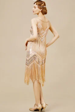BABEYOND Flapper Dresses | Fringe<Streamlined Sequin Fringe Flapper Dress