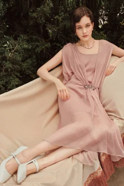 BABEYOND Day Dresses<Stylish Batwing Sleeves Pleated Day Dress