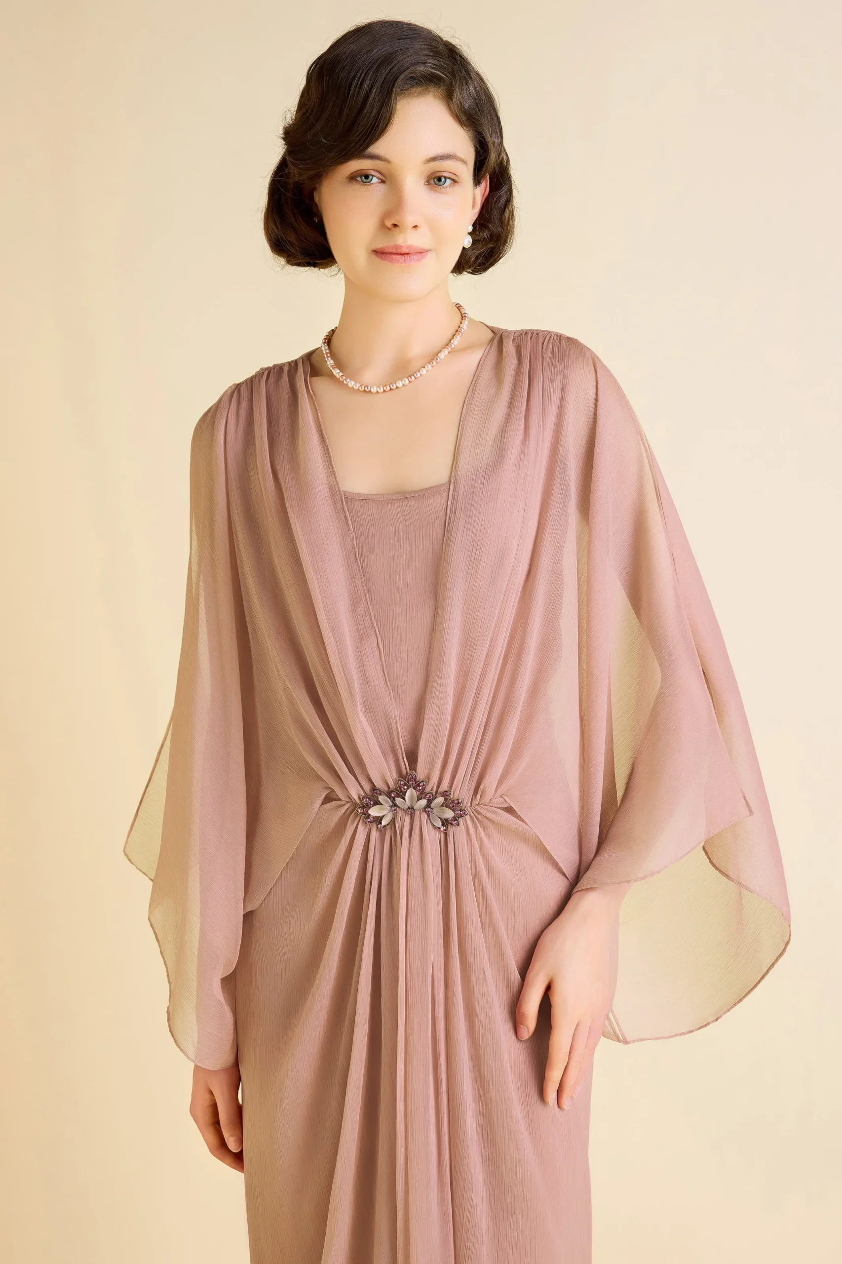 BABEYOND Day Dresses<Stylish Batwing Sleeves Pleated Day Dress