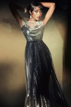 BABEYOND Sequin<The Story of an Awakening Sequins Pleating Flapper Dress
