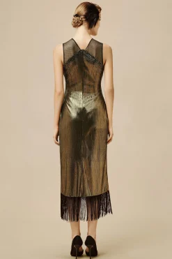 BABEYOND Evening Dresses | Fringe<The Story of an Awakening Metallic Rhinestone Evening Gown