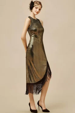 BABEYOND Evening Dresses | Fringe<The Story of an Awakening Metallic Rhinestone Evening Gown