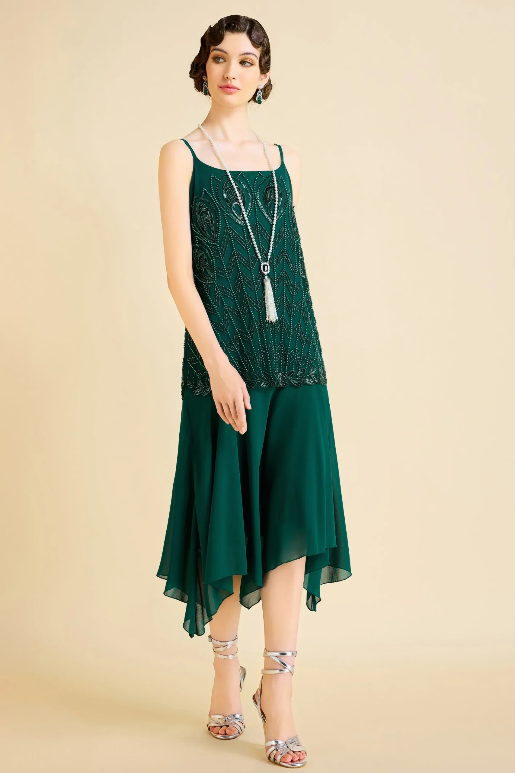 BABEYOND Flapper Dresses | Wedding Dresses<Unique Flounce Hem Peacock Cocktail Dress