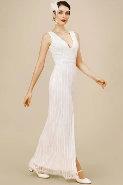 BABEYOND Wedding Dresses | Wedding<V Neck Sequin Frontal Slit Dress