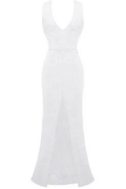 BABEYOND Wedding Dresses | Wedding<V Neck Sequin Frontal Slit Dress