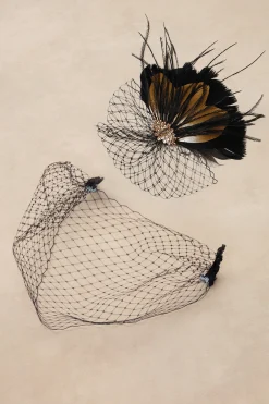 BABEYOND Fascinators | Rhinestone<Veil Rhinestone Feather Fascinator