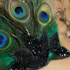 BABEYOND Feather<Vintage Beaded Peacock Headpiece