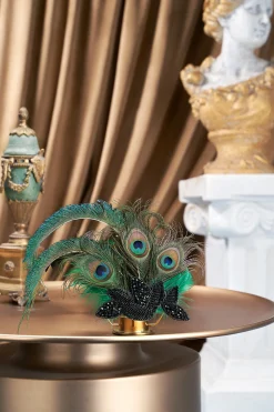 BABEYOND Feather<Vintage Beaded Peacock Headpiece