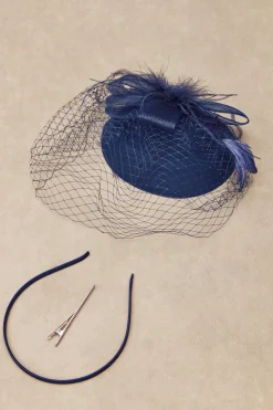 BABEYOND Fascinators<Vintage Bow Knot Pillbox Veil Feather Fascinator